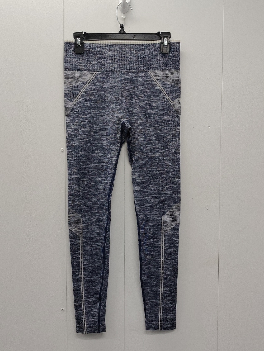Saucony Heathered Navy Seamless Activewear  Leggings Gym Running Workout Size M